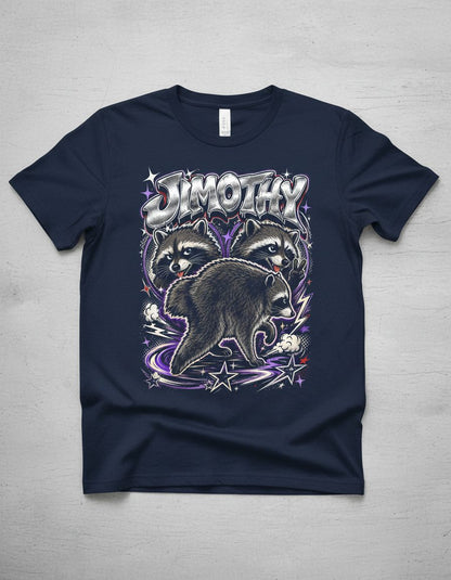 Jimothy Funny Raccoon T-Shirt - product mockup - Navy