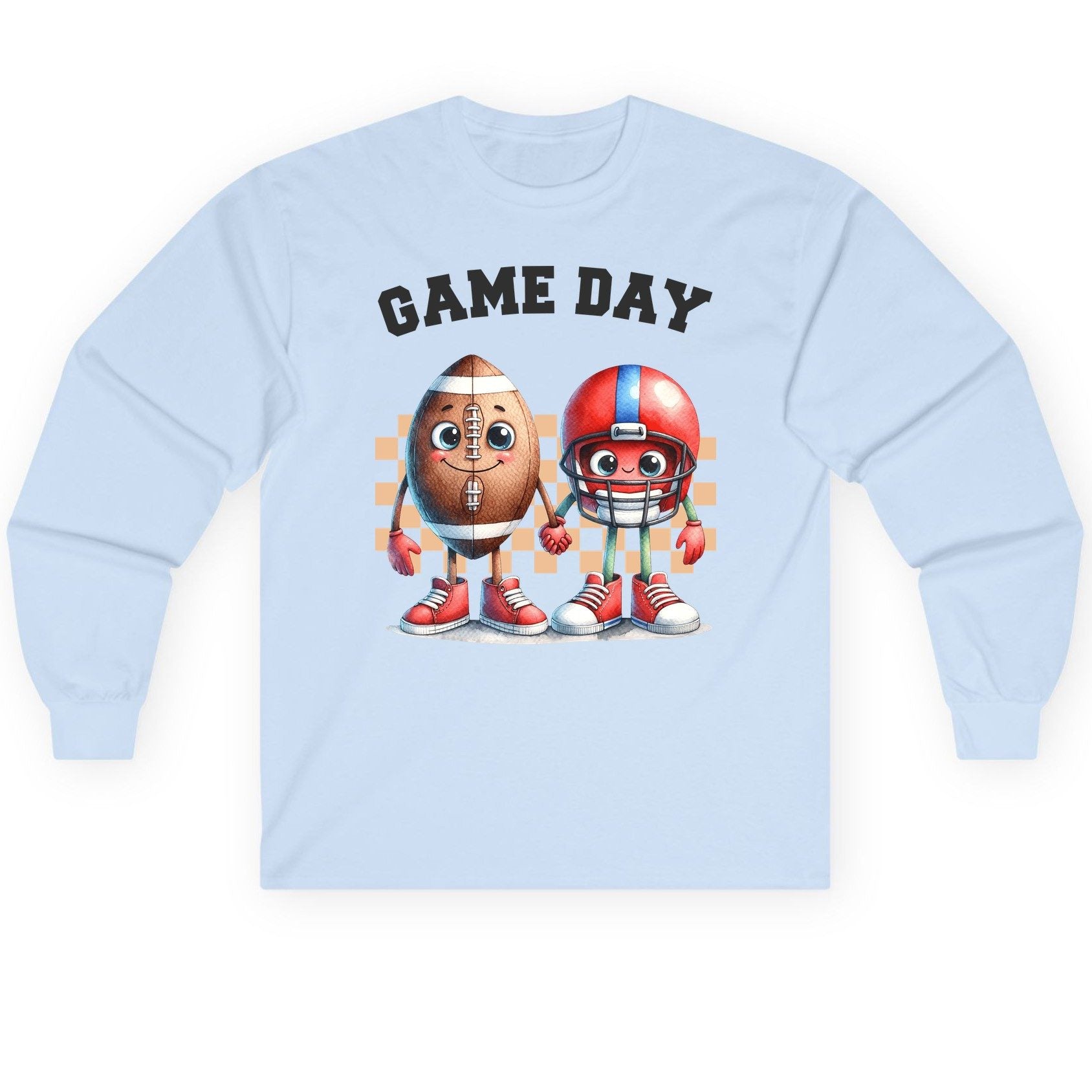 Game Day american football Long Sleeve Tee Light Blue product mockup