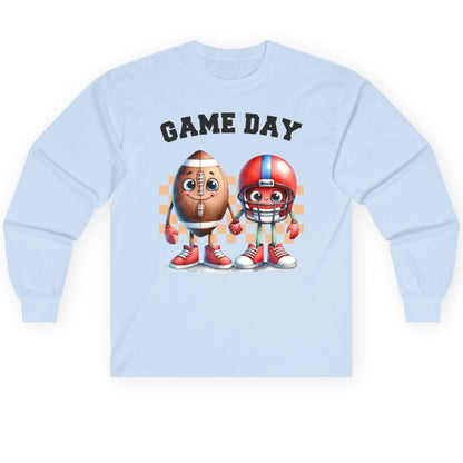 Game Day american football Long Sleeve Tee Light Blue product mockup
