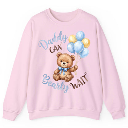 Daddy Can Bearly Wait Teddy Bear Sweatshirt - product mockup - Light Pink