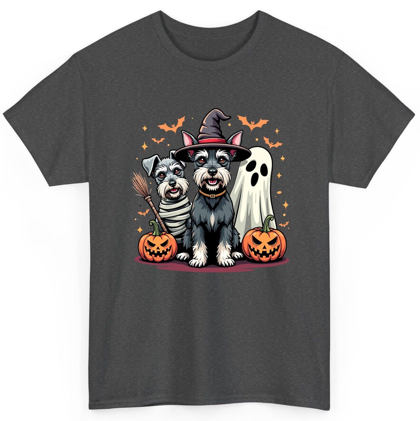 Halloween Schnauzer Dogs schnauzer dogs T-Shirt Dark Heather product mockup
