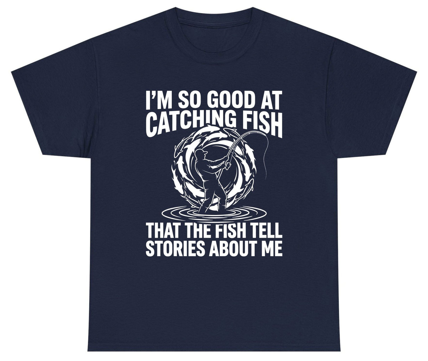 I'm So Good at Catching Fish That the Fish Tell Stories About Me fishing Youth T-Shirt Navy product mockup