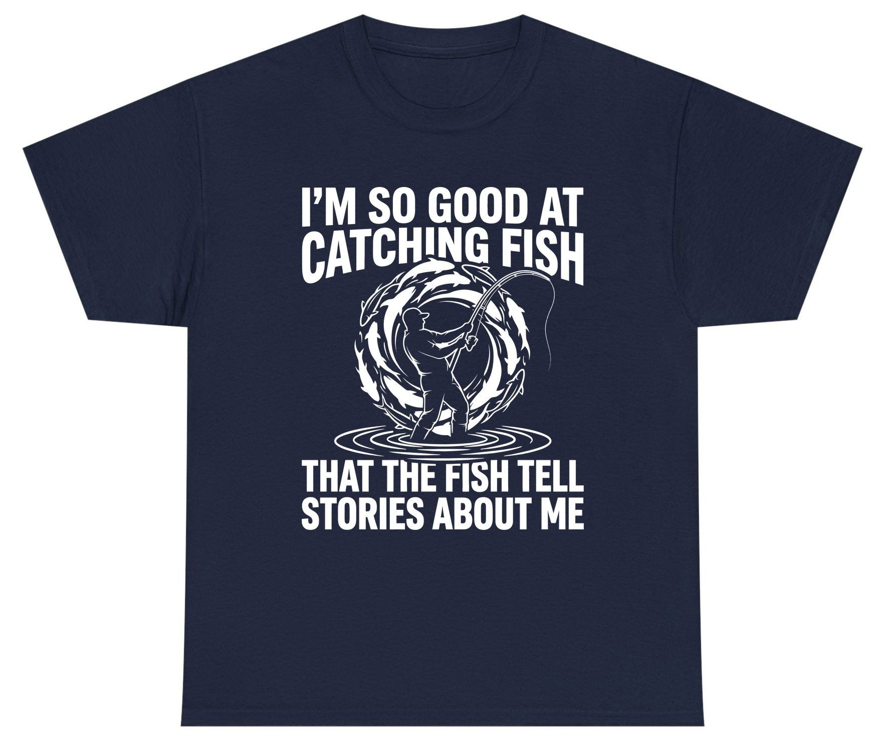 I'm So Good at Catching Fish That the Fish Tell Stories About Me fishing Youth T-Shirt Navy product mockup