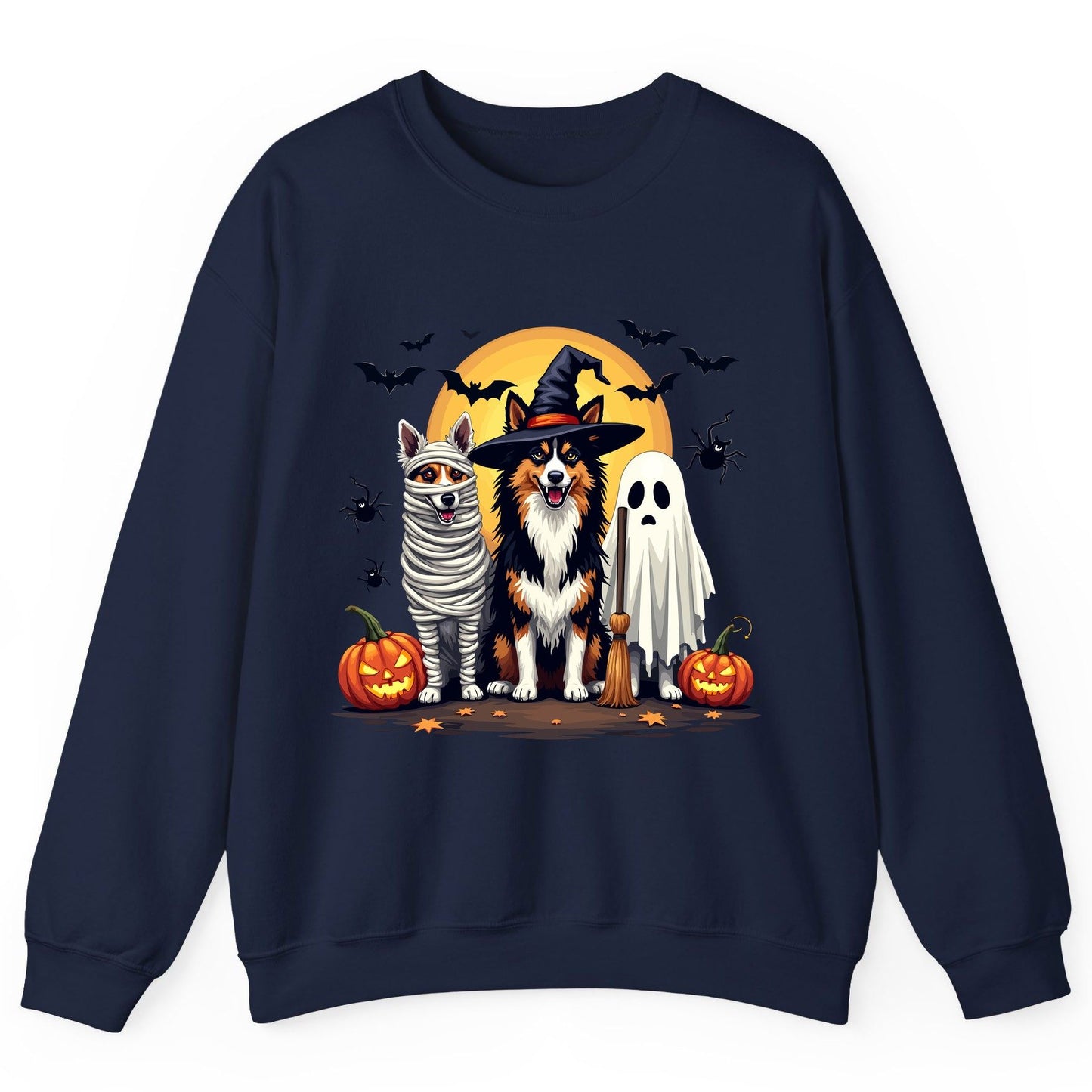 Halloween Dogs in Costumes Halloween dogs Sweatshirt Navy product mockup