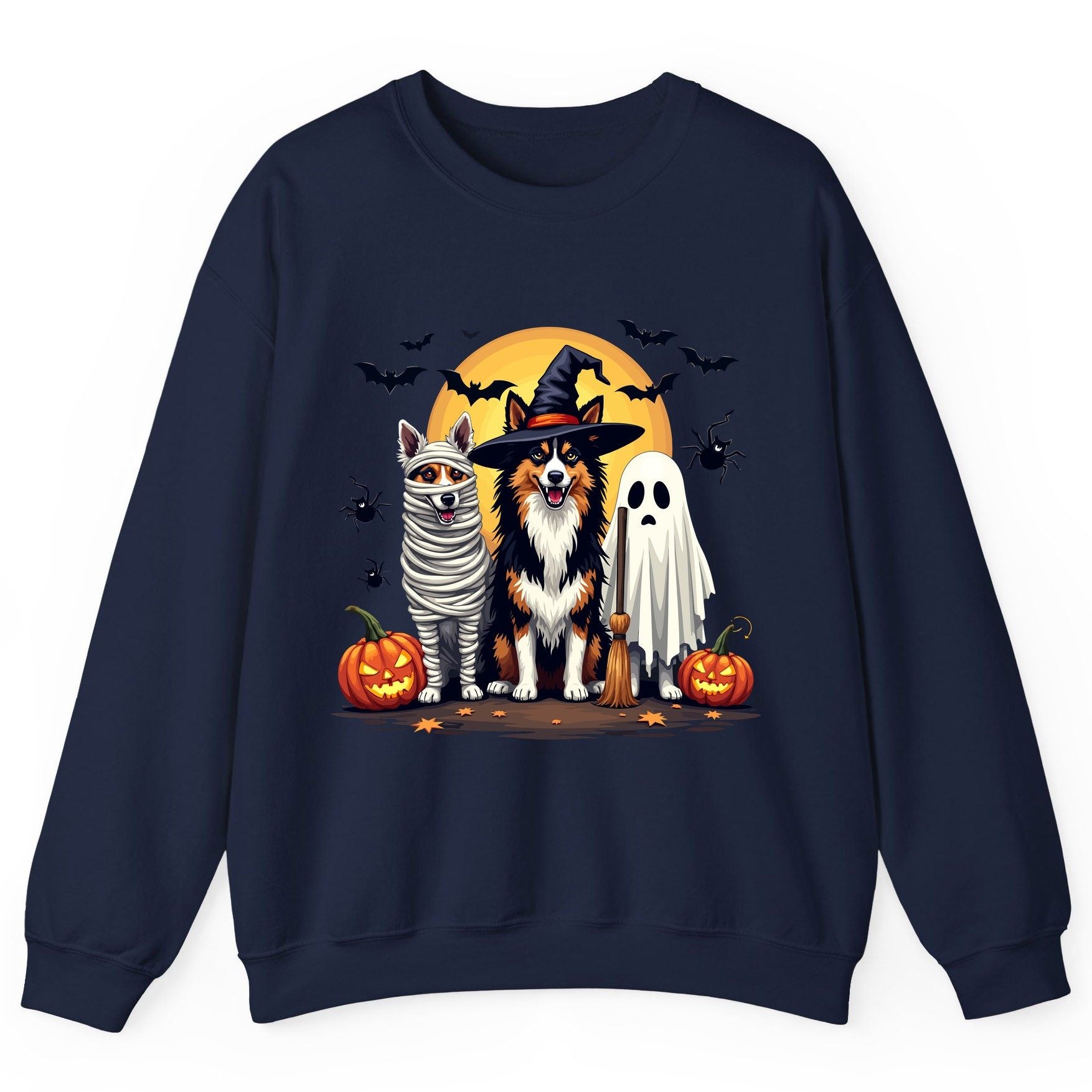 Halloween Dogs in Costumes Halloween dogs Sweatshirt Navy product mockup