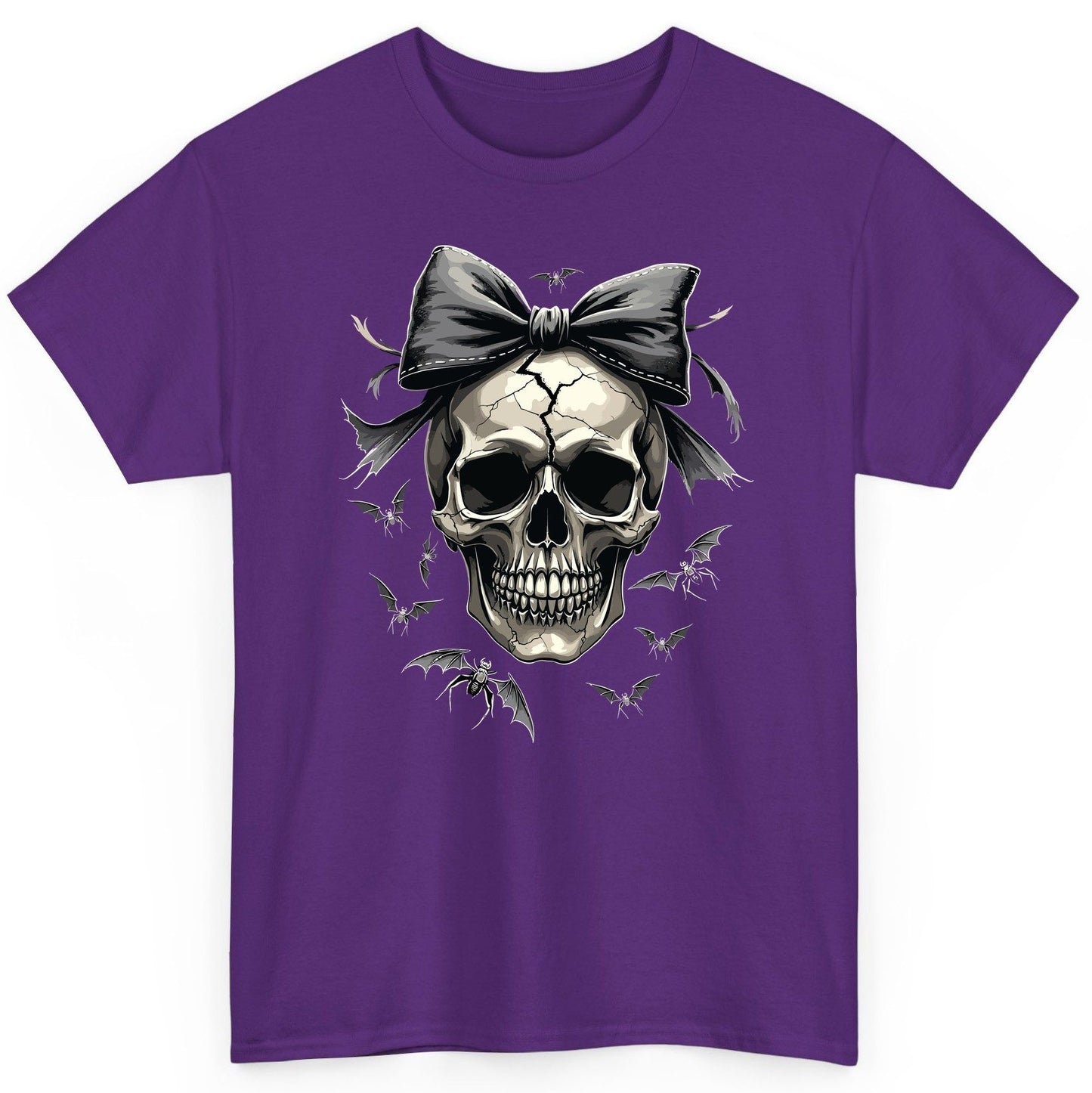 Gothic Skull with Bow gothic skull T-Shirt Purple product mockup