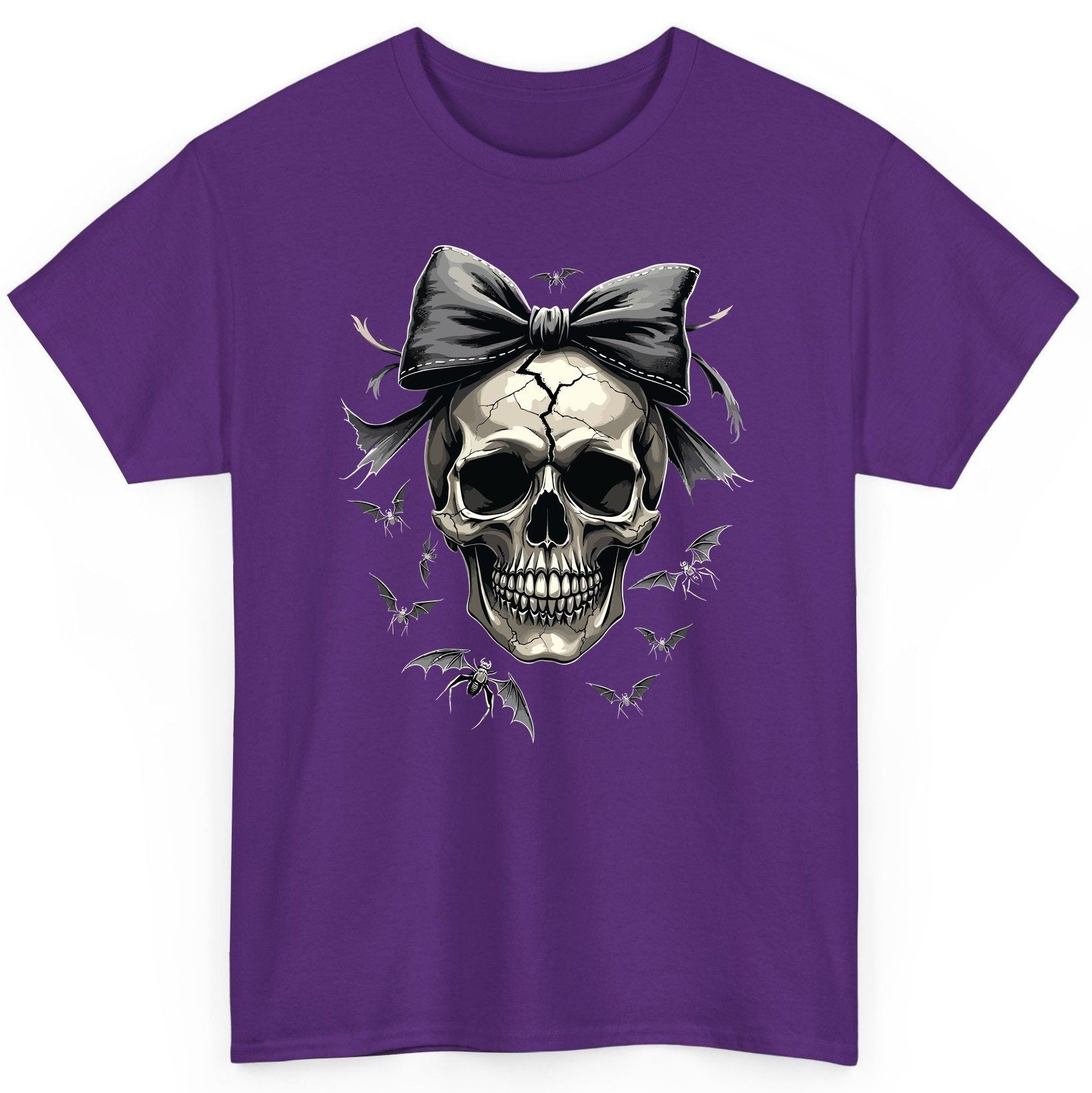 Gothic Skull with Bow gothic skull T-Shirt Purple product mockup