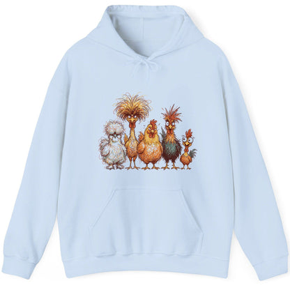 Funny Scribble Art Chickens chickens Hoodie Light Blue product mockup