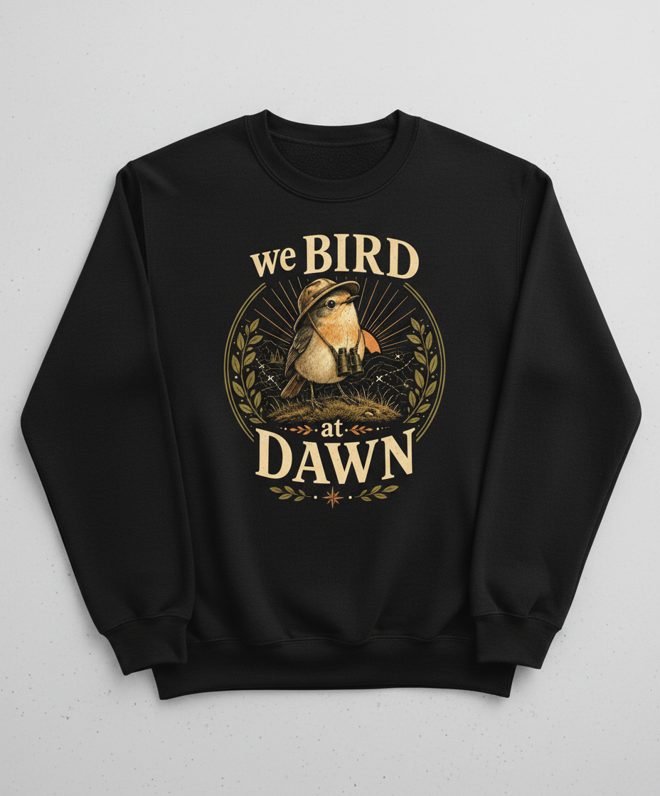 Funny We Bird At Dawn Sweatshirt - product mockup - Black