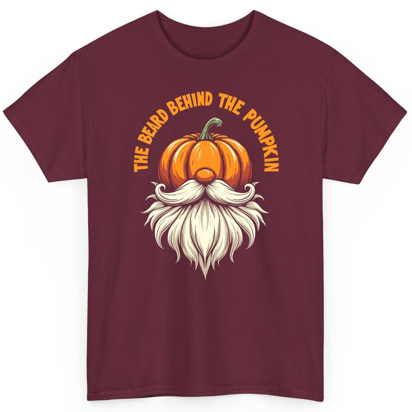 The Beard Behind the Pumpkin Halloween gnome T-Shirt Maroon product mockup