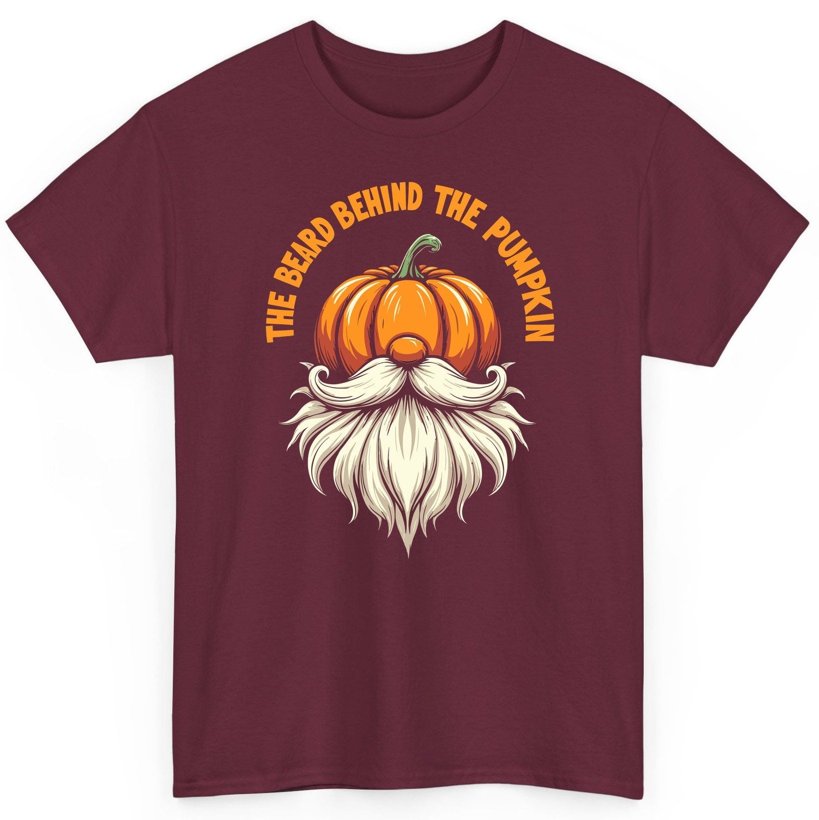 The Beard Behind the Pumpkin Halloween gnome T-Shirt Maroon product mockup