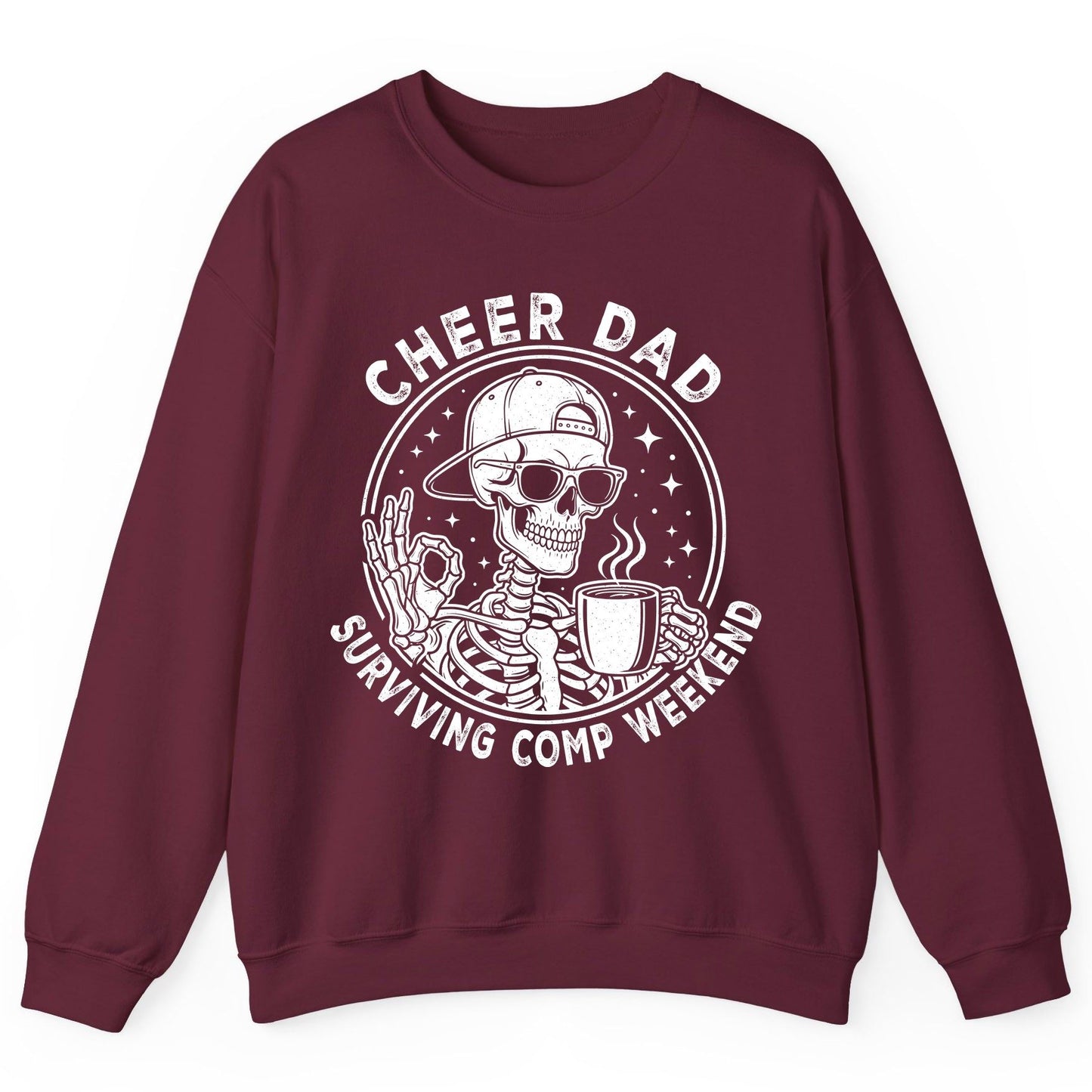 Cheer Dad Surviving Comp Weekend cheer dad Sweatshirt Maroon product mockup
