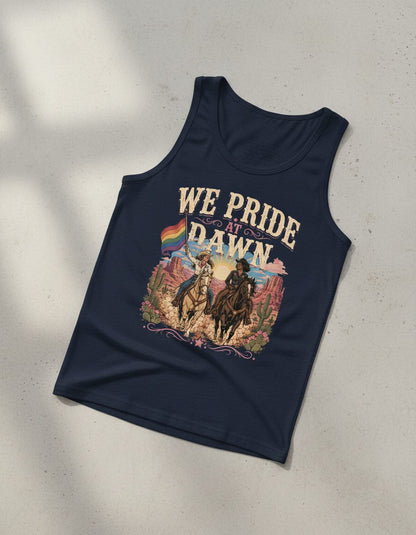 We Pride at Dawn Retro Lgbtq Tank Top - product mockup - Navy