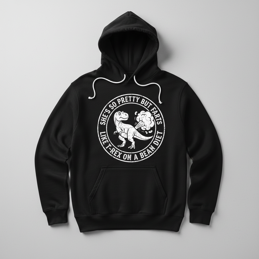 Funny Farting T-Rex On A Bean Diet Hoodie - Black