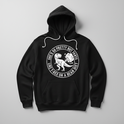 Funny Farting T-Rex On A Bean Diet Hoodie - Black