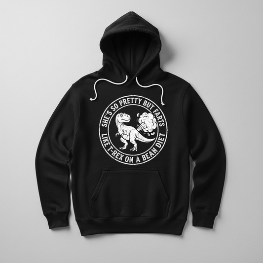 Funny Farting T-Rex On A Bean Diet Hoodie - Black