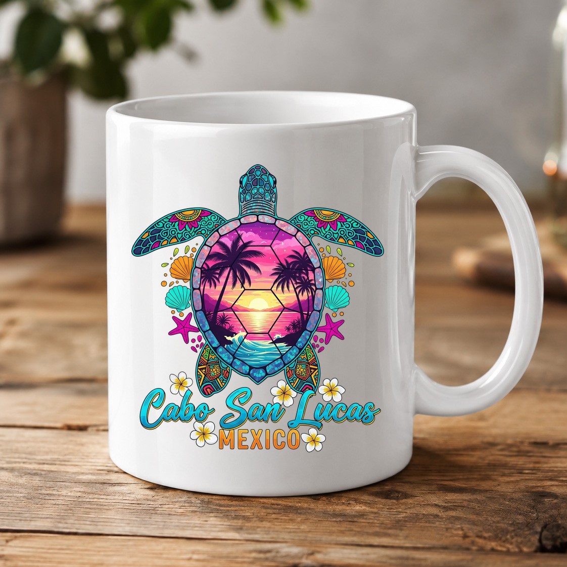 Cabo San Lucas Mexico sea turtle White Mug White product mockup