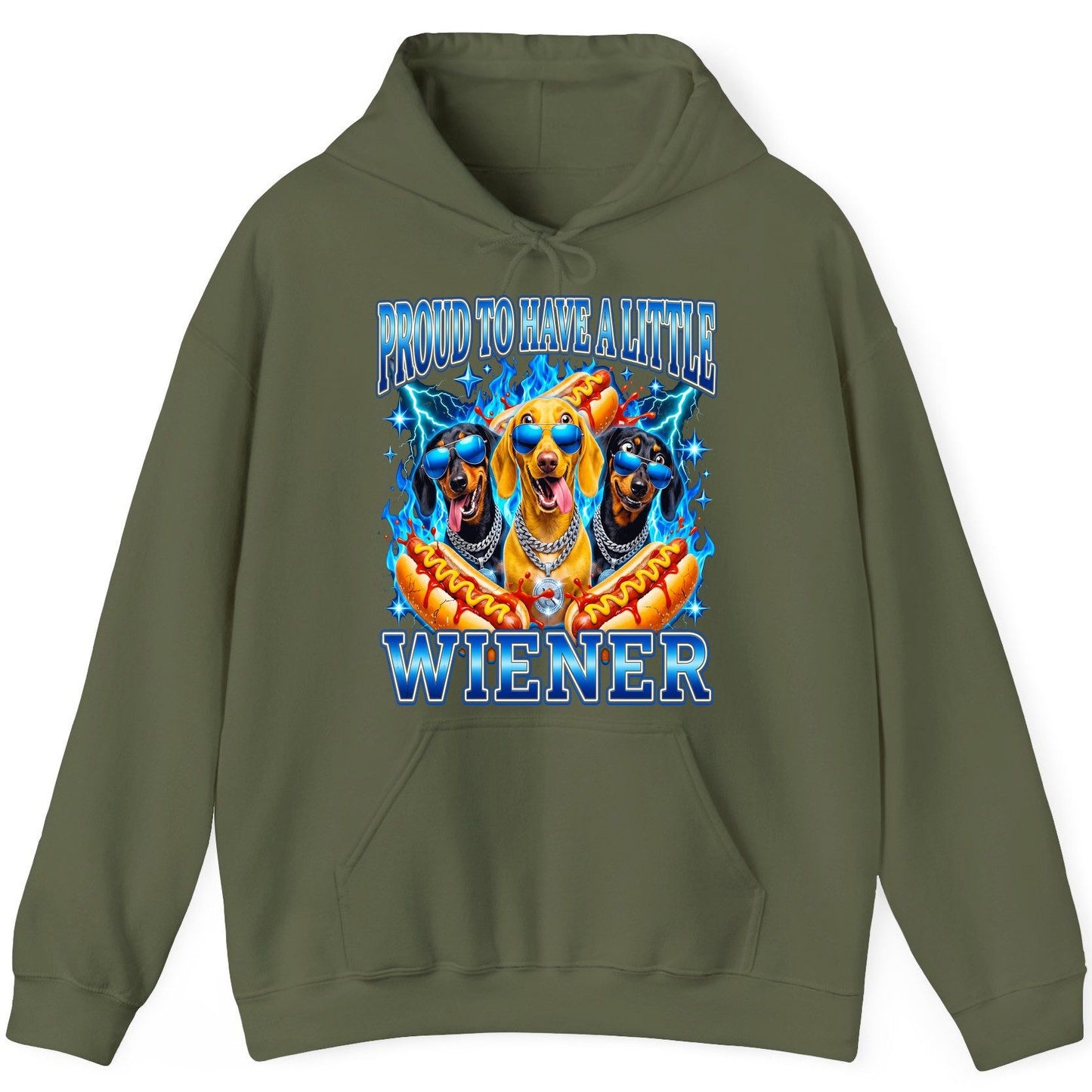 Proud to Have a Little Wiener dachshund dogs Hoodie Military Green product mockup