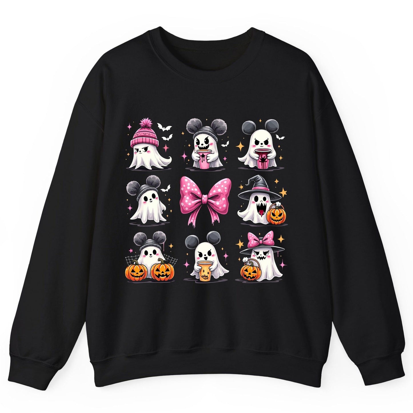 Cute Pink Halloween Ghosts Halloween ghosts Sweatshirt Black product mockup