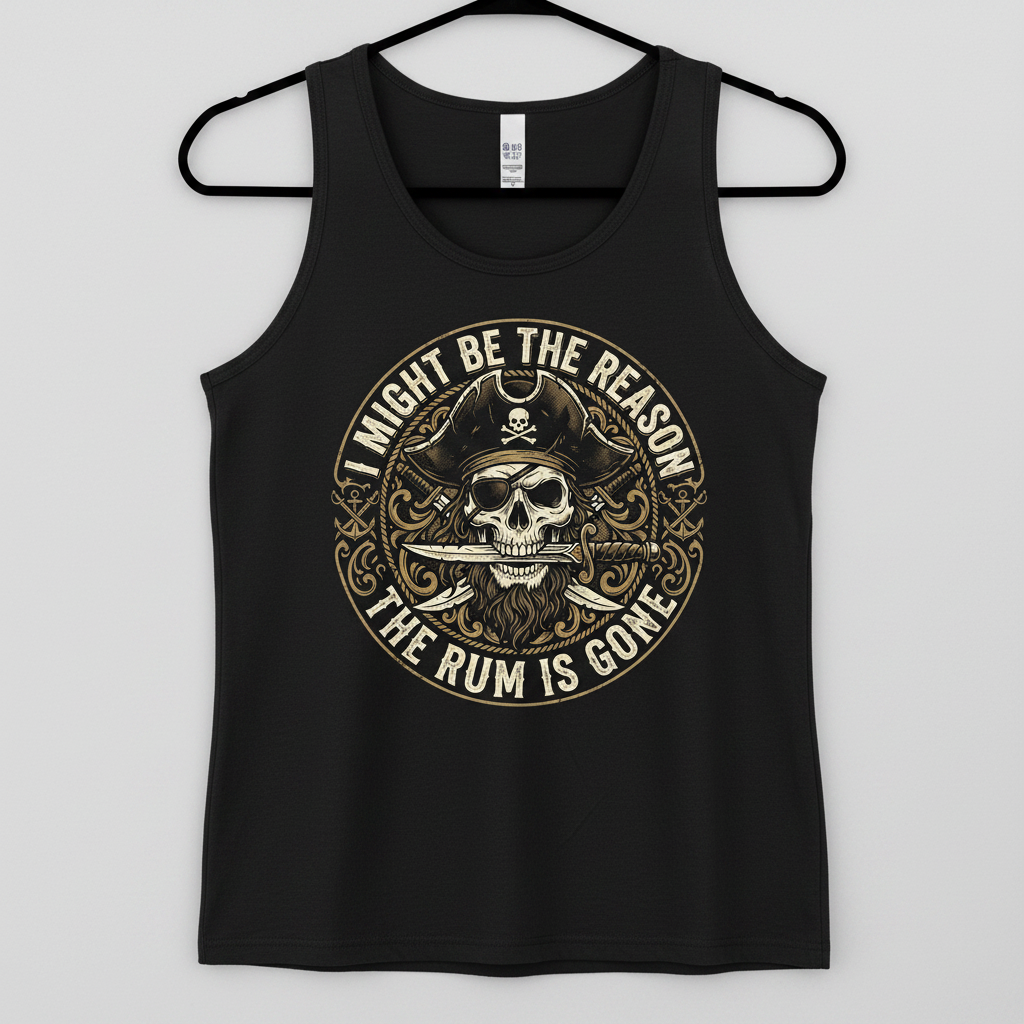 I Might Be The Reason The Rum Is Gone Pirate Skull Tank Top - Black
