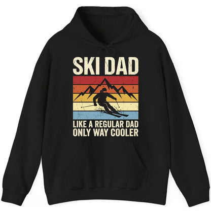 Ski Dad Like a Regular Dad Only Way Cooler skiing Hoodie Black product mockup
