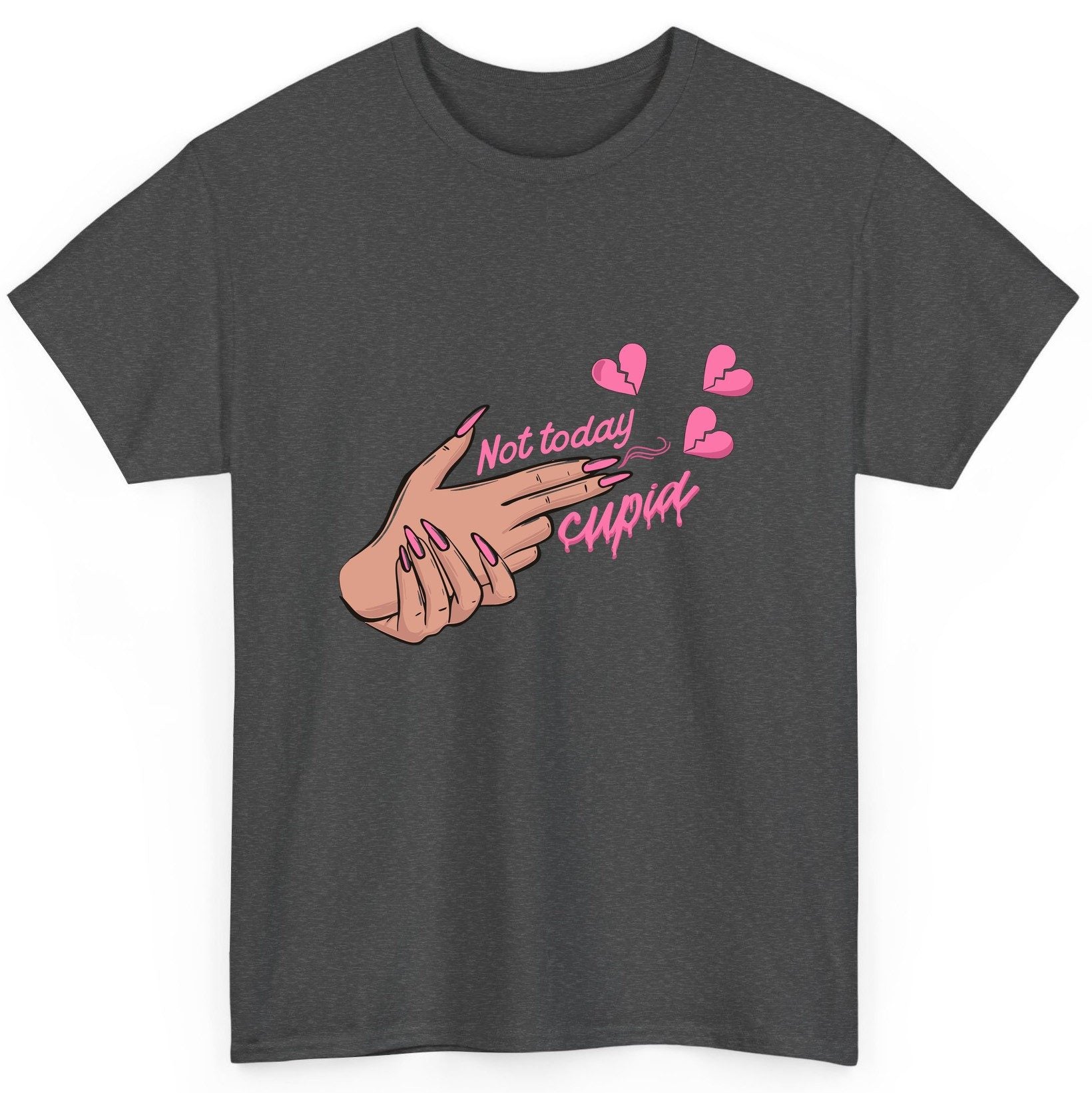 Not Today Cupid anti-Valentine's Day T-Shirt Dark Heather product mockup