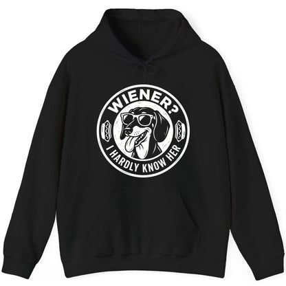 Wiener I Hardly Know Her dachshund Hoodie Black product mockup