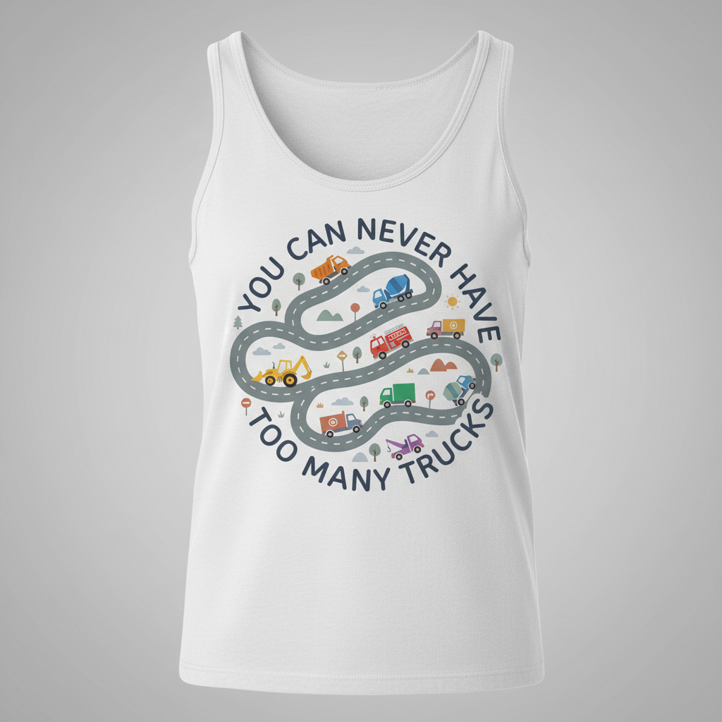 You Can Never Have Too Many Trucks Cartoon Design Tank Top - White