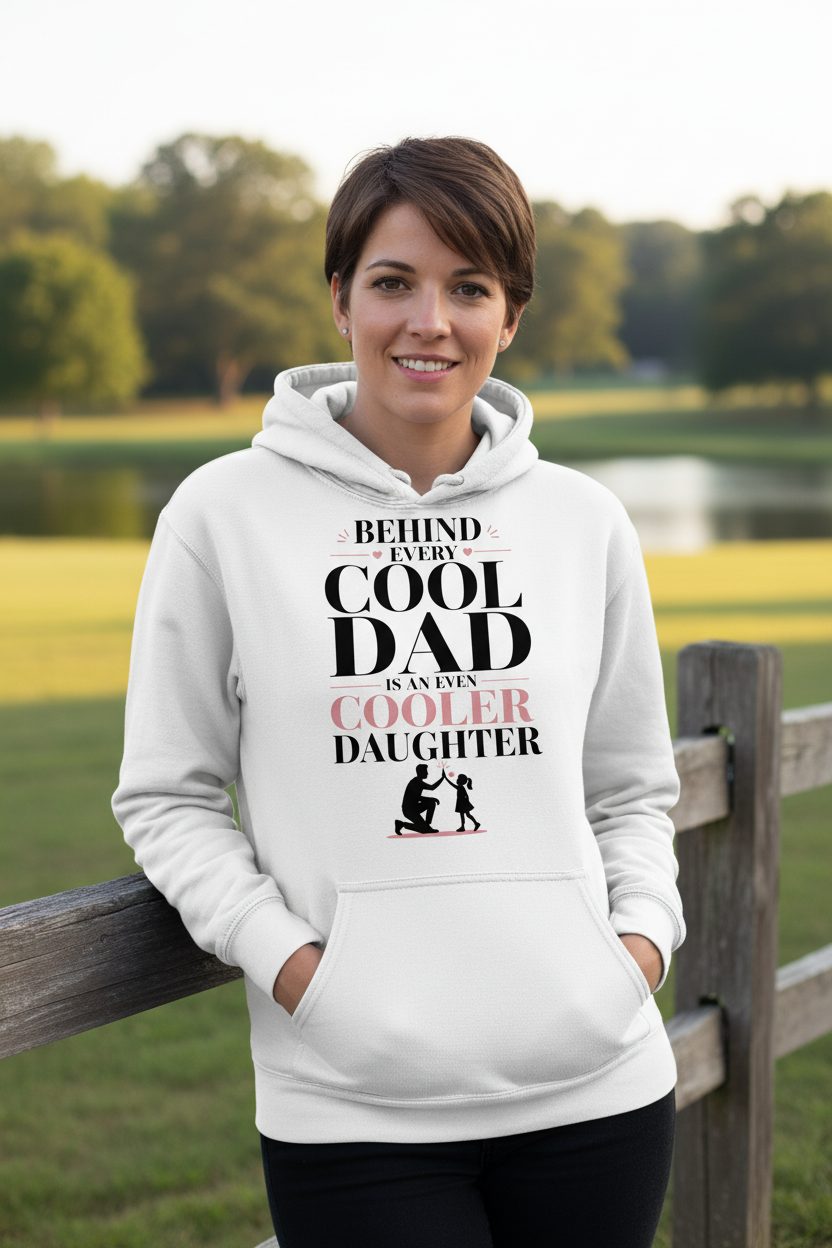 Behind Every Cool Dad Is an Even Cooler Daughter father and daughter Hoodie White lifestyle mockup