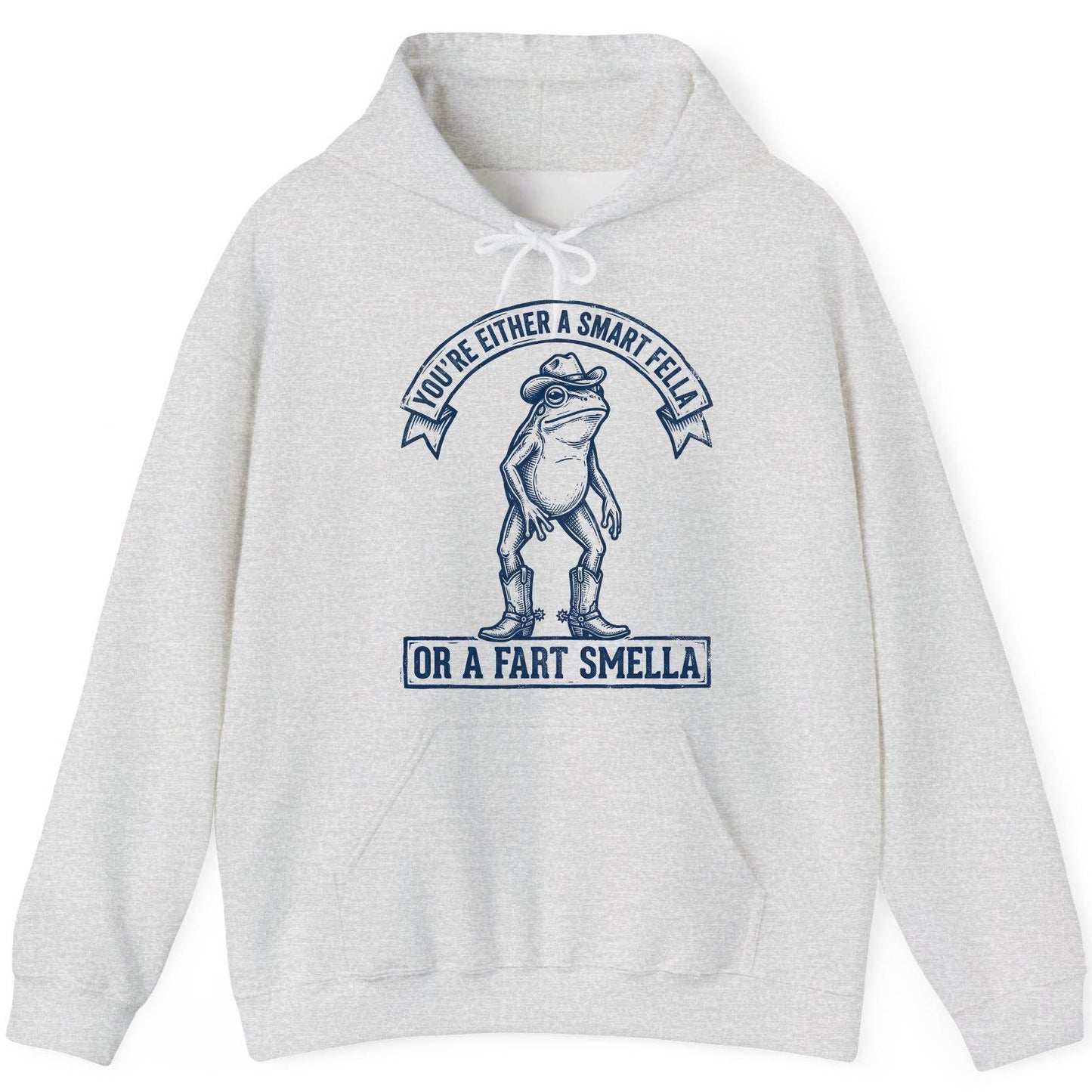 You're Either a Smart Fella or a Fart Smella cowboy frog Hoodie Ash product mockup
