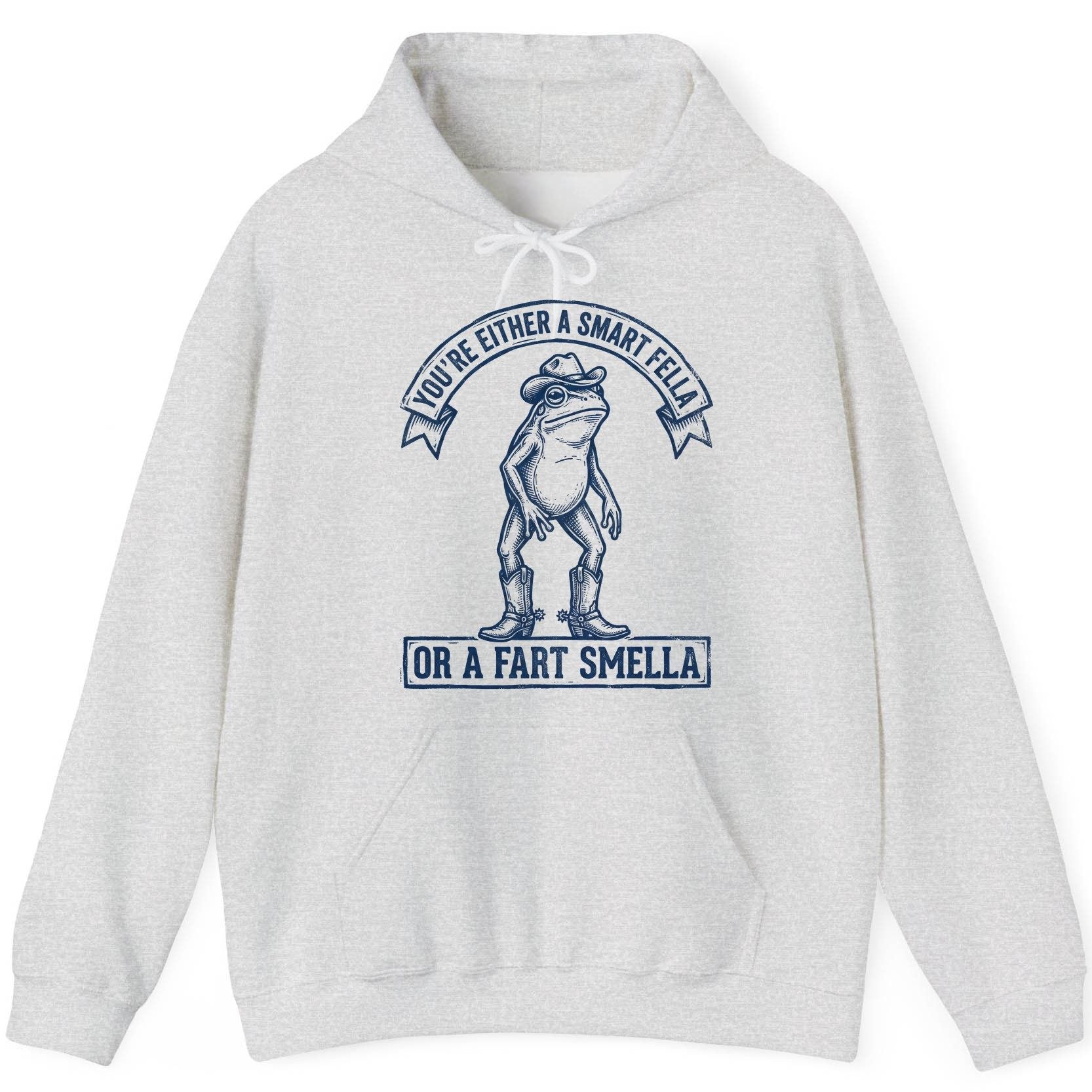 You're Either a Smart Fella or a Fart Smella cowboy frog Hoodie Ash product mockup