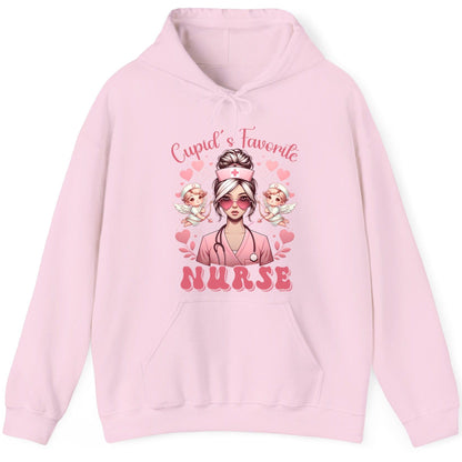 Cupid's Favorite Nurse nurse Hoodie Light Pink product mockup