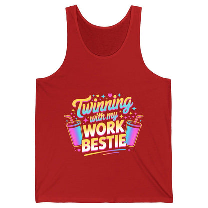 Twinning with My Work Bestie work friendship Tank Top Red product mockup