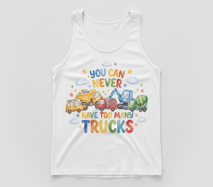 You Can Never Have Too Many Trucks Watercolor Design Tank Top - White