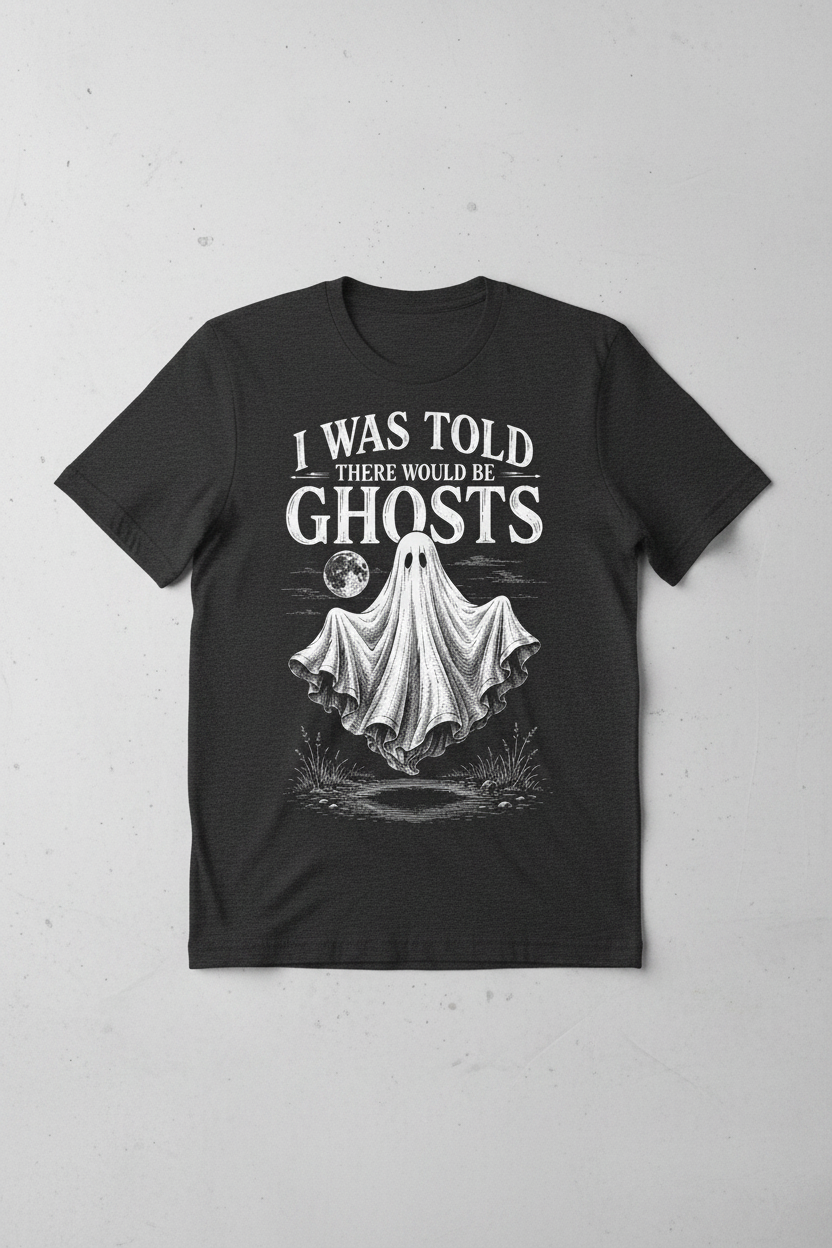Funny I Was Told There Would Be Ghosts T-Shirt - product mockup - Dark Heather