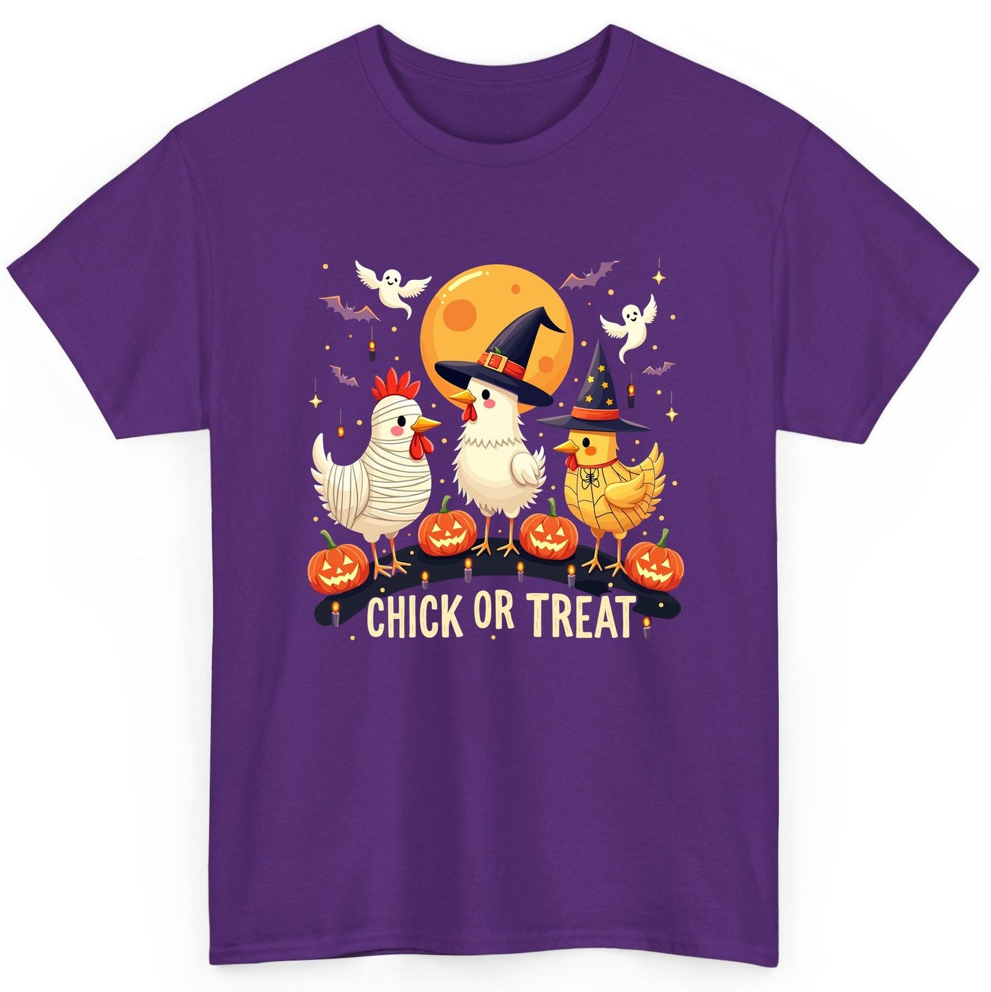 Chick or Treat Halloween chickens T-Shirt Purple product mockup