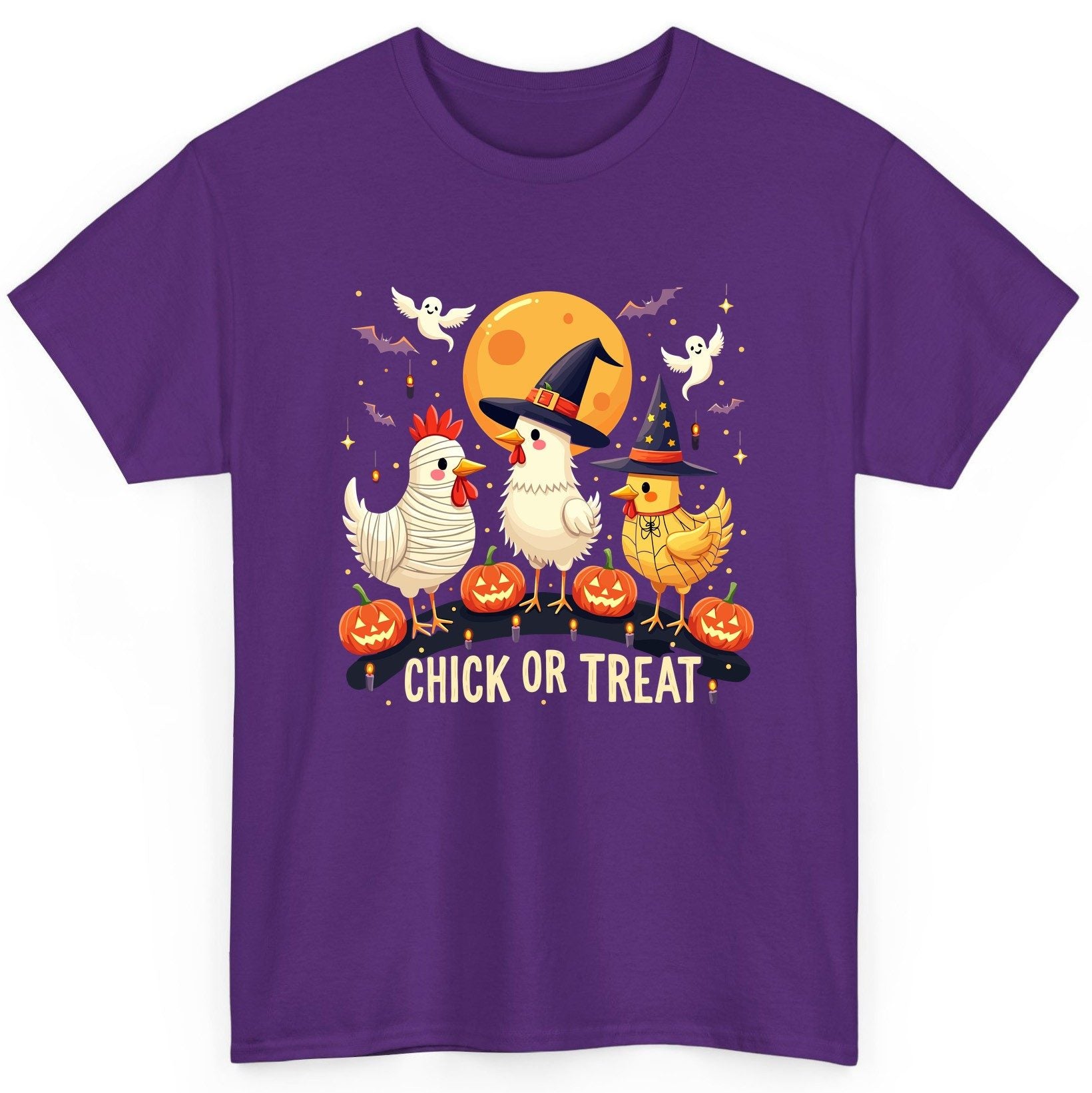 Chick or Treat Halloween chickens T-Shirt Purple product mockup