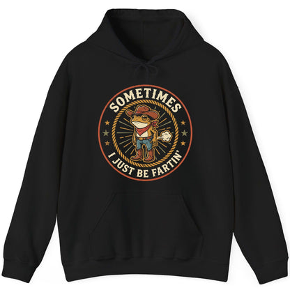 Sometimes I Just Be Fartin' cowboy frog Hoodie Black product mockup