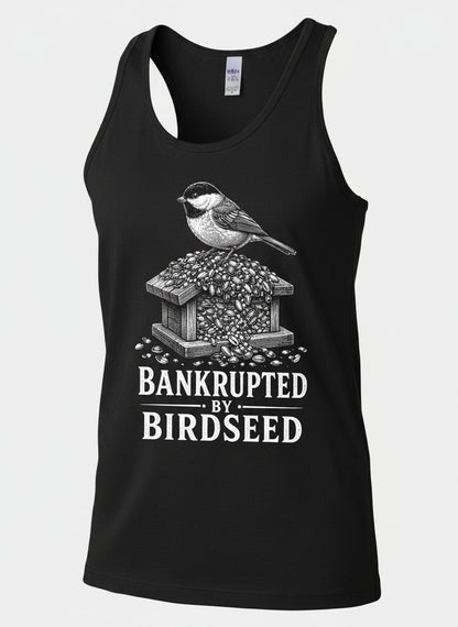 Bankrupted By Birdseed Funny Tank Top - product mockup - Black