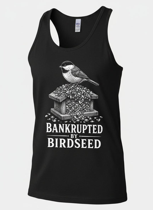Bankrupted By Birdseed Funny Tank Top - product mockup - Black