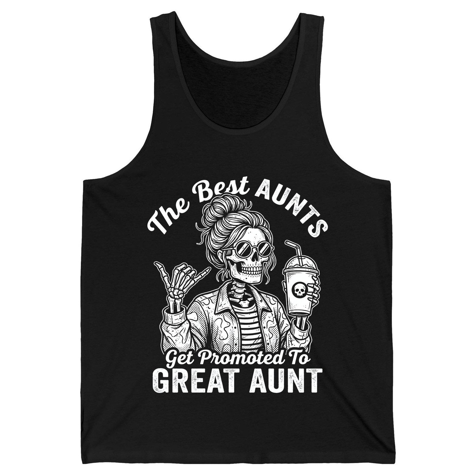 The Best Aunts Get Promoted to GREAT AUNT Funny Announcement Tank Top - product mockup - Black