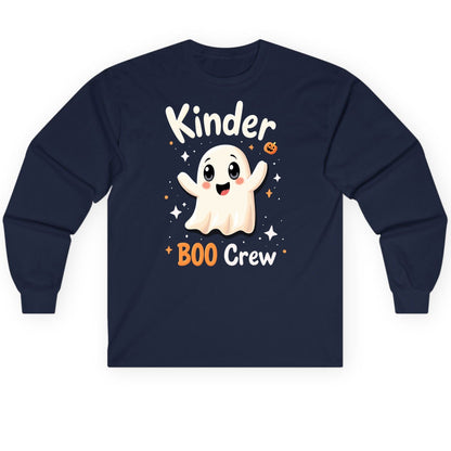 Kinder Boo Crew cute ghost Long Sleeve Tee Navy product mockup