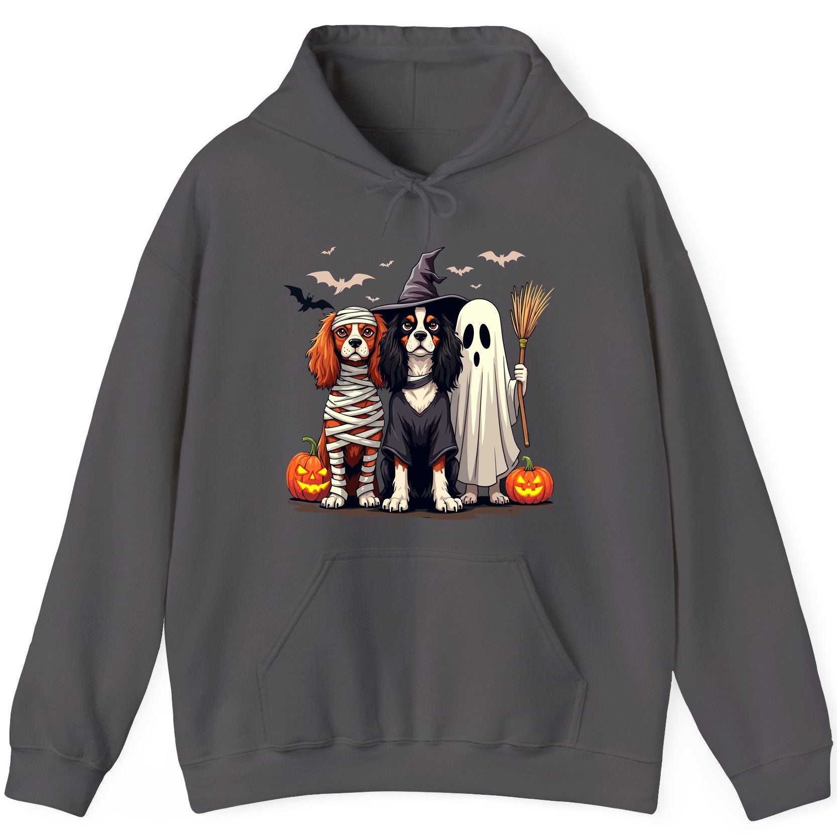 Cavalier Spaniel Halloween Dogs cavalier king charles spaniel Hoodie Charcoal product mockup