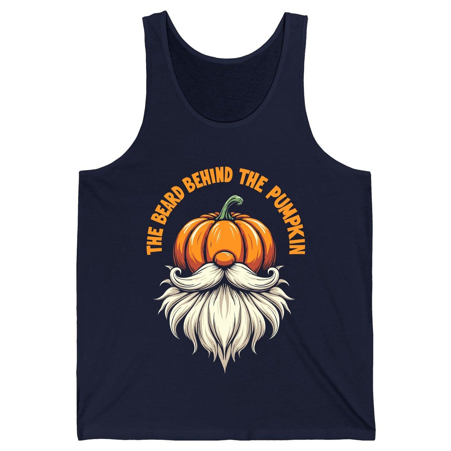 The Beard Behind the Pumpkin Halloween gnome Tank Top Navy product mockup