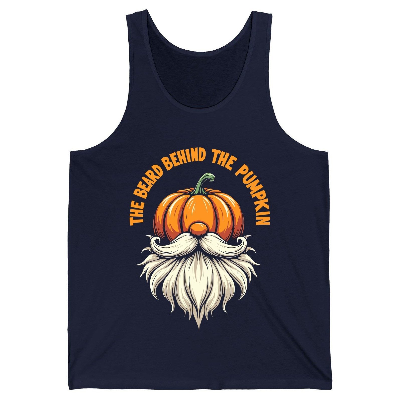 The Beard Behind the Pumpkin Halloween gnome Tank Top Navy product mockup