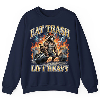 Eat Trash Lift Heavy raccoon Sweatshirt Navy product mockup