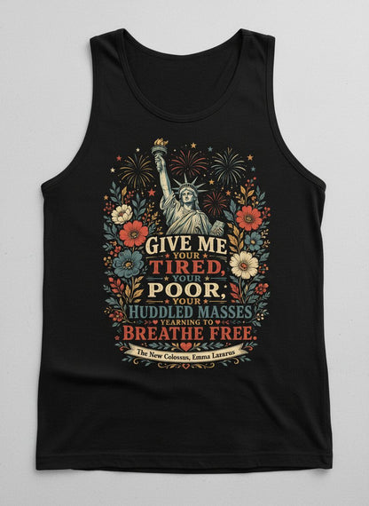 Breathe Free Patriotic Statue Liberty Vintage Americans Tank Top - product mockup - Black