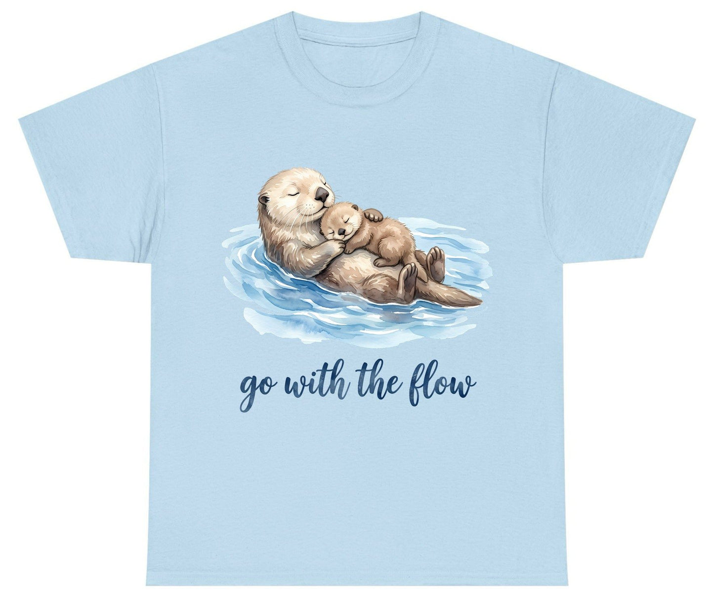 Go with the Flow Sea Otters Youth T-Shirt - product mockup - Light Blue
