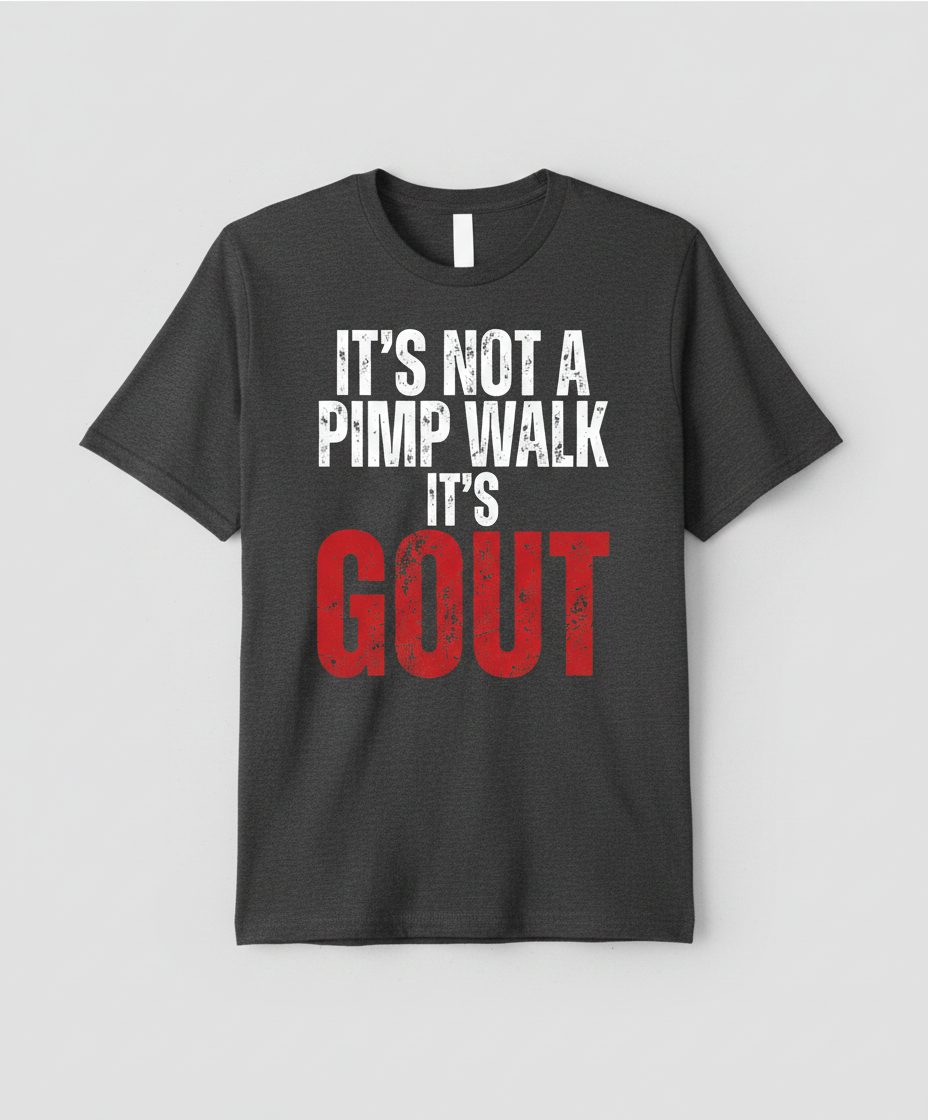 It's Not a Pimp Walk It's Gout Funny People T-Shirt - product mockup - Dark Heather