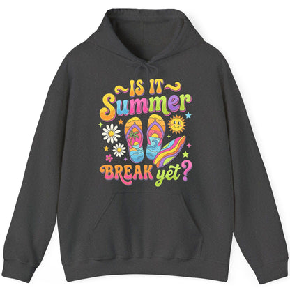 Is It Summer Break Yet Retro Vacation Hoodie - product mockup - Dark Heather
